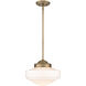 Ingalls 1 Light 12 inch Modern Brass Pendant Ceiling Light in Vintage Milk Glass, Medium